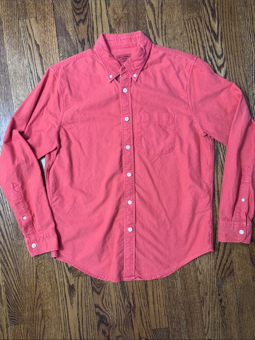 Y2K Abercrombie & Fitch Coral Pink Button Down Oxford Shirt Mens Large Cotton